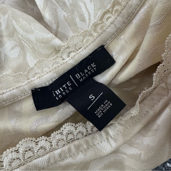 White House black market tank top beige lace trim Lacie cream beige white - Picture 3 of 7
